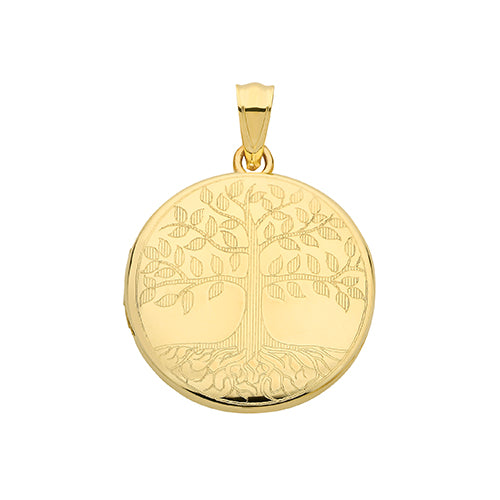 9ct Gold Tree of Life Engraved Round Locket - PN1114