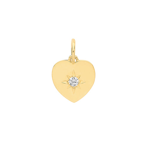 9ct Gold Cz Set Heart Pendant - PN1166