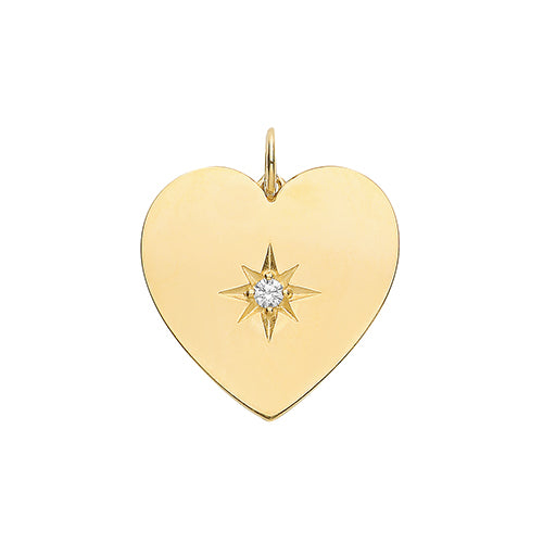 9ct Gold Cz Set Heart Pendant - PN1166