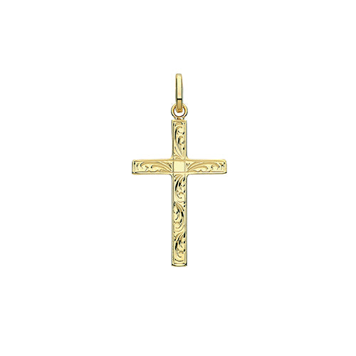9ct Gold Engraved Cross Pendant PN1212E