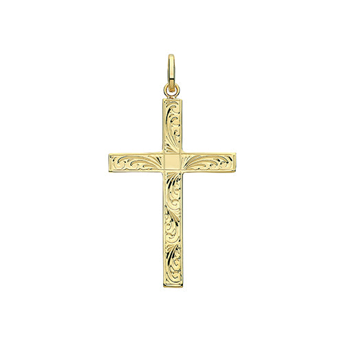 9ct Gold Engraved Cross Pendant PN1214E
