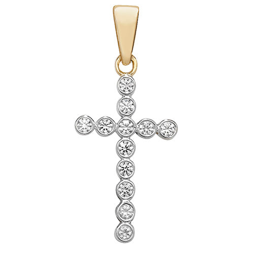 9ct Gold Cz Cross Pendant PN178