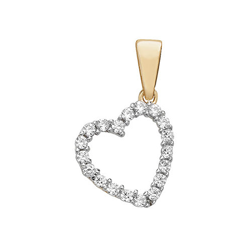 9ct Gold Cz Open Heart Pendant - PN183