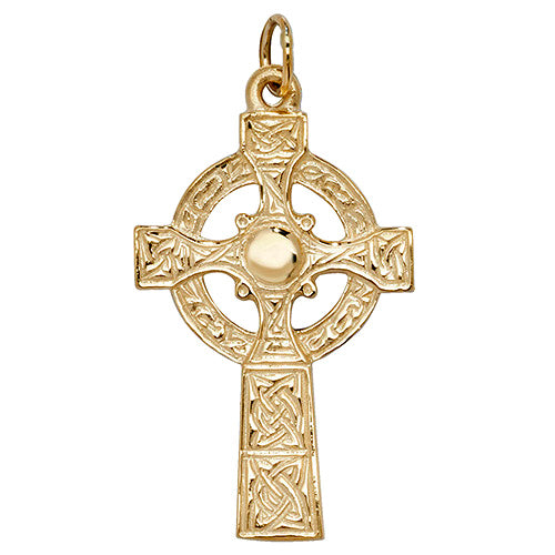 9ct Gold Celtic Patterned Cross Pendant