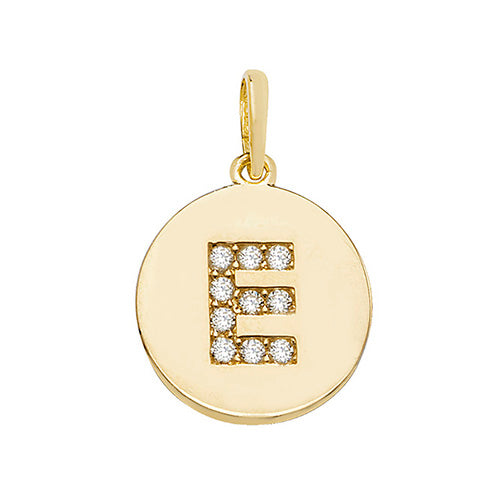 9ct Gold Cz Initial Round Pendant - PN610