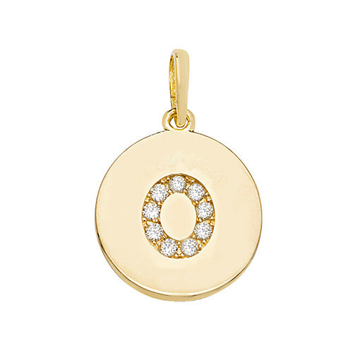 9ct Gold Cz Initial Round Pendant - PN610