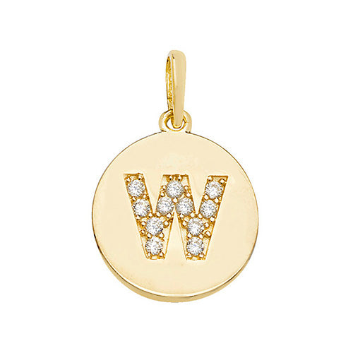 9ct Gold Cz Initial Round Pendant - PN610