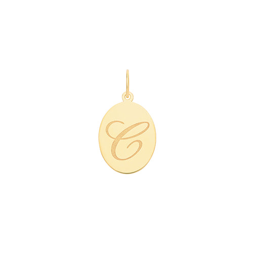 9ct Gold Initial Oval Pendant - PN922