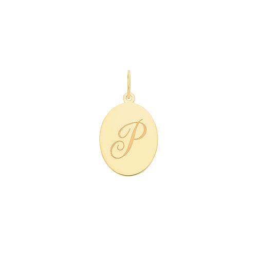 9ct Gold Initial Oval Pendant - PN922