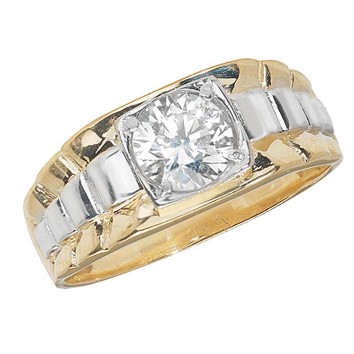9ct Gold Gents' Solitaire Cz Ring - RN152