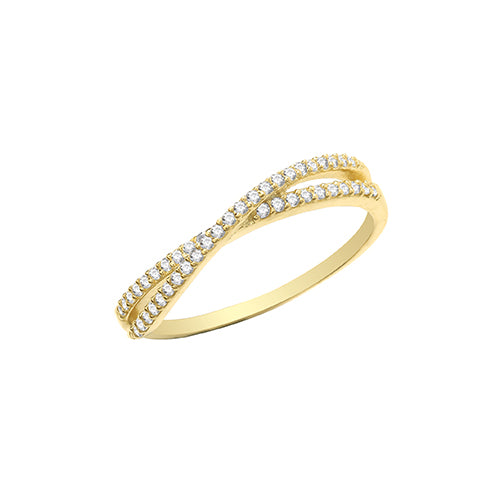 9ct Gold Cz Crossover Ring - RN1602