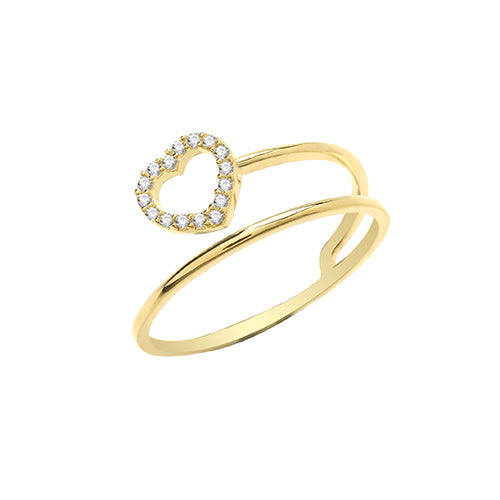 9ct Gold Cz Heart Wrap Ring - RN1611