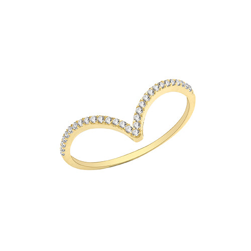 9ct Gold Cz Wishbone Ring - RN1618