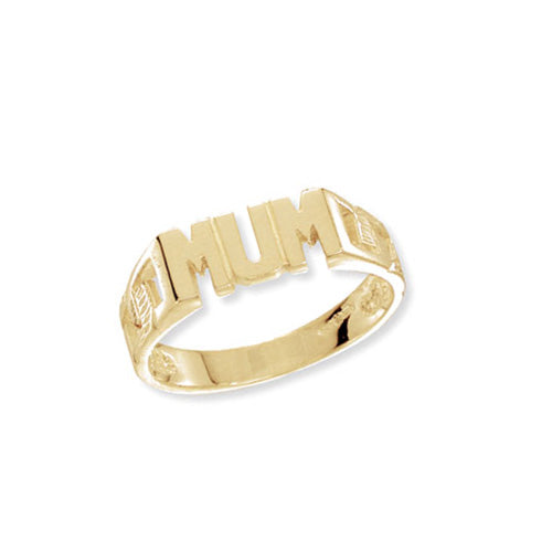 9Ct Gold Curb Design Mum Ring - RN197