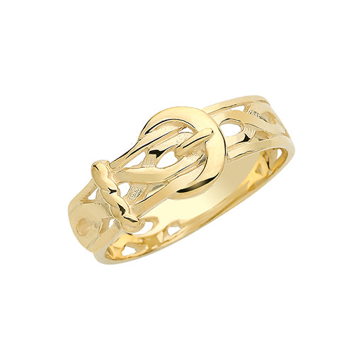9Ct Gold Gents' Engraved Buckle Ring - RN230