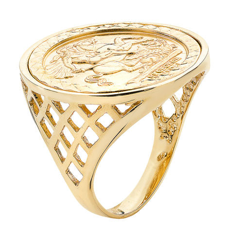9Ct Gold Full St.George Basket Design Ring - RN369FSG