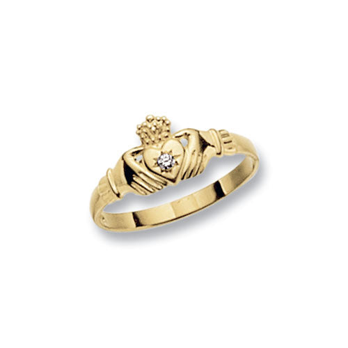 9ct Gold Gents' Claddagh Cz Set Ring - RN493