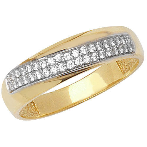9ct Gold 2 Row Pave Set Cz Ring - RN777