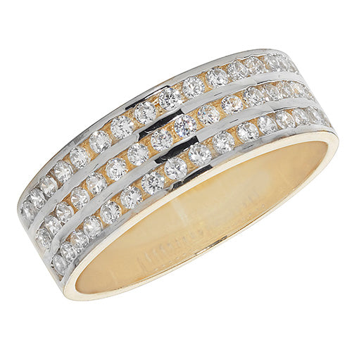 9Ct Gold 3 Row Channel Set Cz Ring - RN884