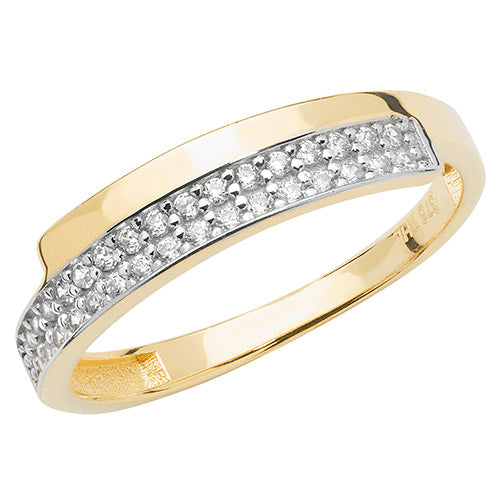9Ct Gold 2 Row Pave Set Cz Ring - RN909
