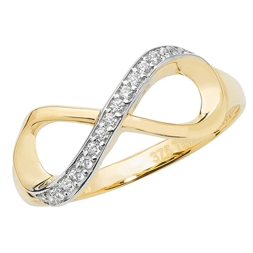9Ct Gold Pave Set Cz Infinity Ring - RN911