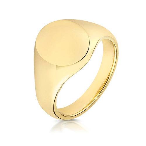 9ct Yellow Gold Oval Signet Ring 14 x 12mm