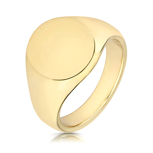 9ct Yellow Gold Oval Signet Ring 16 x 13mm